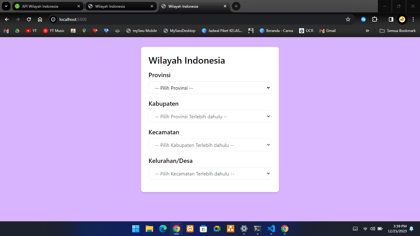 Tampilan Index HTML ketika diakses dari browser